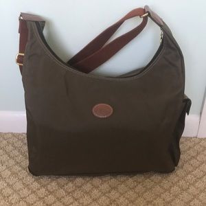 Longchamp army green large/medium shoulder bag.